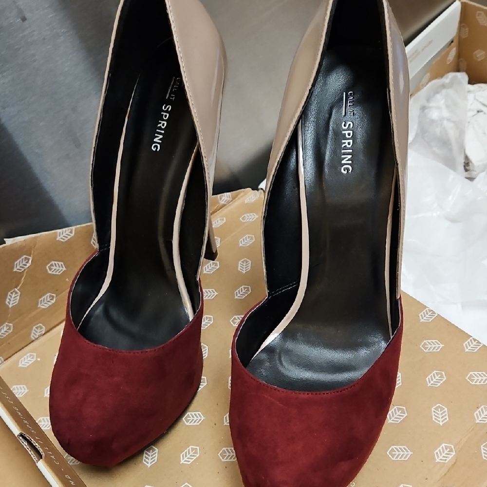Call It Spring Women's Red and Tan Heels